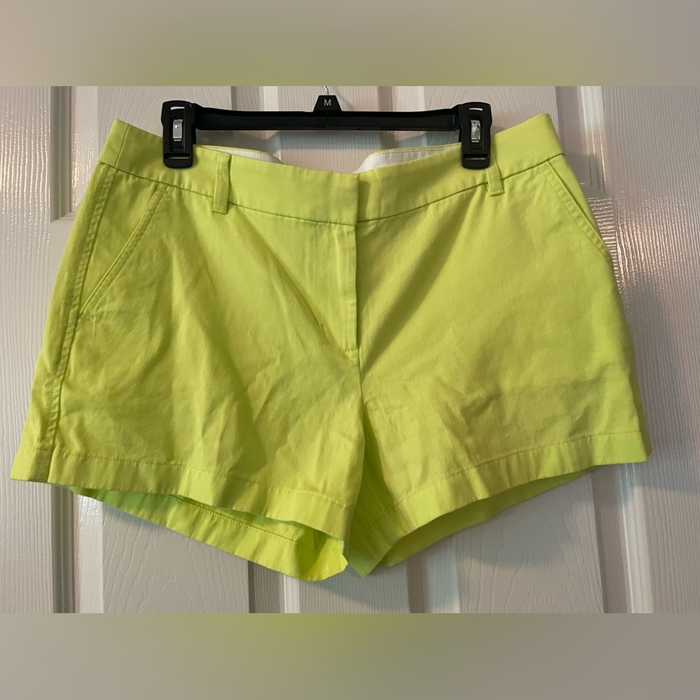 NWOT J.CREW neon yellow shorts, sz 12